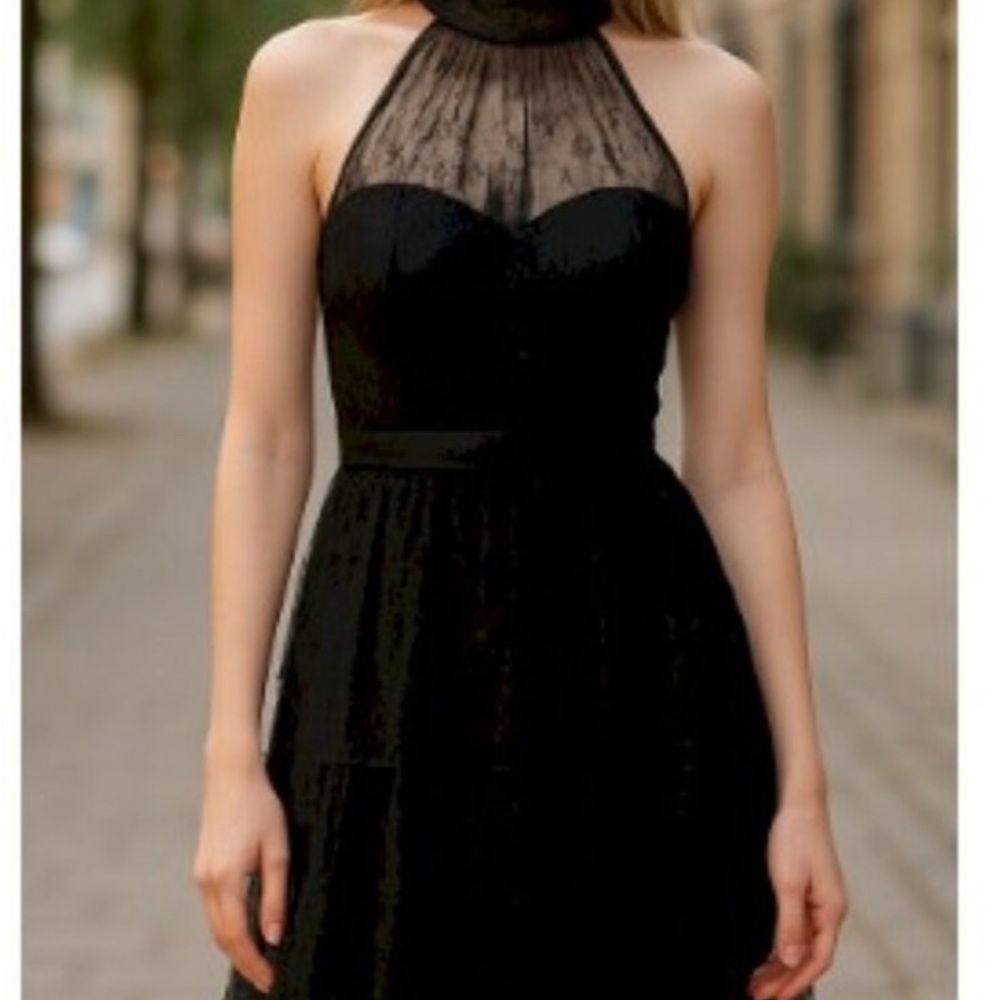 Lulus Positively Precious Black Mesh Halter Midi Dress Size M NWOT - Picture 7 of 11